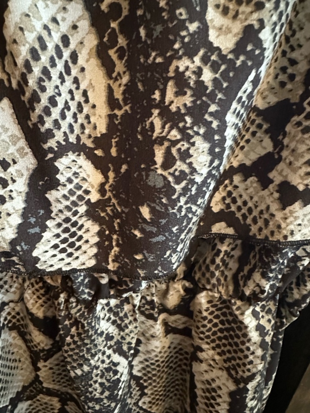 Snake Print Maxi Dress Boho Ruffle Off Shoulder Style Flowy Western Chic medium - Picture 4 of 6